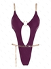 ZAFUL Maillot de Bain Monokini Découpé à Chaîne Ultra-Haute à Jambe Xl Rouge foncé