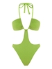 ZAFUL Maillot de Bain Monokini Fil Métallique Brillant à Col Halter L Vert