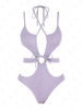 ZAFUL Maillot de Bain Monokini Métallique Brillant à Col Halter Une-Pièce S Violet clair