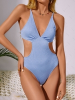 ZAFUL Maillot de Bain Monokini Texturé Découpé Une-Pièce Xl Bleu clair