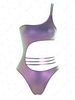 ZAFUL Maillot de Bain Métallisé à Une Epaule Une-Pièce L Violet clair