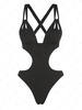 ZAFUL Maillot de Bain Noué Croisé Côtelé Découpé Une-Pièce M Noir