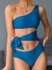 ZAFUL Maillot de Bain Noué Découpé à Une Epaule Une-Pièce M Bleu océan