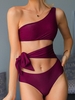 ZAFUL Maillot de Bain Noué Découpé à Une Epaule Une-Pièce S Prune