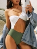 ZAFUL Maillot de Bain Noué Découpé en Blocs de Couleurs à Une Epaule Une-Pièce S Vert clair