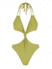 ZAFUL Maillot de Bain Noué en Couleur Unie Une-Pièce Xl Vert