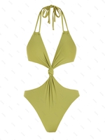 ZAFUL Maillot de Bain Noué en Couleur Unie Une-Pièce Xl Vert