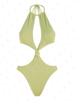 ZAFUL Maillot de Bain Noué Texturé Une-Pièce L Vert clair