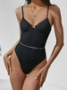 ZAFUL Maillot de Bain Plissé Gainant à Jambe Haute à Armature Une-Pièce S Noir
