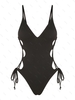 ZAFUL Maillot de Bain Rembourré Gainant à Bretelle Fine à Lacets Une-Pièce Xl Noir