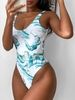 ZAFUL Maillot de Bain Réversible Océan Imprimé Une-Pièce S Vert clair de mer