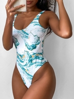 ZAFUL Maillot de Bain Réversible Océan Imprimé Une-Pièce S Vert clair de mer
