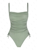 ZAFUL Maillot de Bain Sanglé Brillant à Côté Une-Pièce M Vert clair
