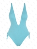 ZAFUL Maillot de Bain Sanglé Côtelé Croisé Au Dos Une-Pièce S Bleu clair