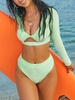 ZAFUL Maillot de Bain Surf Découpé Tordu à Manches Longues Deux Pièces L Vert