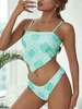 ZAFUL Maillot de Bain Tankini à Imprimé Cachemire à Coupe Haute à Ourlet Echarpe S Vert clair