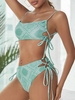 ZAFUL Maillot de Bain Tankini à Imprimé Cachemire à Taille Haute à Lacets S Vert clair