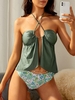 ZAFUL Maillot de Bain Tankini à Imprimé Fleur à Col Halter M Vert