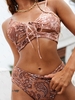 ZAFUL Maillot de Bain Tankini Cachemire Fleur en Blocs de Couleurs à Lacets M Café profond