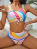 ZAFUL Maillot de Bain Tankini Coloré Imprimé Taille Haute à Ourlet Noué S