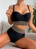 ZAFUL Maillot de Bain Tankini Coupe Haute à Armature à Paillettes Xxl Noir