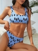 ZAFUL Maillot de Bain Tankini Court à Coupe Haute à Volants à Pois M Bleu clair