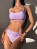 ZAFUL Maillot de Bain Tankini Court à Coupe Haute Découpé à Bretelle L Violet clair
