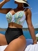 ZAFUL Maillot de Bain Tankini Cousu Réversible Style Bohémien M Vert clair