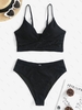 ZAFUL Maillot de Bain Tankini Croisé à Pois à Taille Haute S Noir