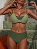 ZAFUL Maillot de Bain Tankini Croisé en Blocs de Couleurs à Lacets Xl Vert clair