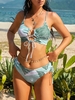 ZAFUL Maillot de Bain Tankini Croisé Feuille de Palmier à Lacets L Vert clair