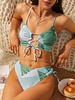 ZAFUL Maillot de Bain Tankini Croisé Feuille de Palmier à Lacets Xxl Vert clair