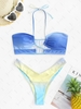 ZAFUL Maillot de Bain Tankini Croisé Ombré à Coupe Haute à Volants Xl Bleu