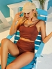 ZAFUL Maillot de Bain Tankini Côtelé à Taille Haute à Volants Xl Café