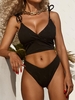 ZAFUL Maillot de Bain Tankini Côtelé Coupe Haute à Epaule Nouée S Noir