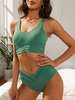 ZAFUL Maillot de Bain Tankini Côtelé Croisé à Taille Haute à Volants Xxl Vert clair