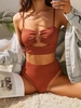 ZAFUL Maillot de Bain Tankini Côtelé Découpé à Taille Haute Anneau en O M Café profond