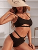ZAFUL Maillot de Bain Tankini Côtelé Découpé à Taille Haute M Noir