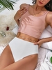 ZAFUL Maillot de Bain Tankini Côtelé Découpé en Blocs de Couleurs à Jambe Haute S Rose clair