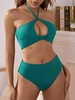 ZAFUL Maillot de Bain Tankini Côtelé Découpé Tordu à Col Halter Xl Vert profond