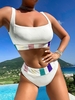 ZAFUL Maillot de Bain Tankini Côtelé en Blocs de Couleurs à Taille Haute M Blanc