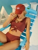 ZAFUL Maillot de Bain Tankini Côtelé Noué en Avant S Café