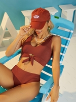 ZAFUL Maillot de Bain Tankini Côtelé Noué en Avant Xl Café