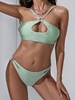 ZAFUL Maillot de Bain Tankini Découpé à Jambe Haute Anneau en O Xxl Vert clair