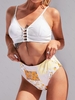 ZAFUL Maillot de Bain Tankini Découpé Imprimé à Taille Haute Style Bohémien M Blanc