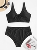 ZAFUL Maillot de Bain Tankini Découpé Noué de Grande Taille Xxl Noir