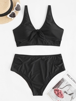 ZAFUL Maillot de Bain Tankini Découpé Noué de Grande Taille Xxl Noir