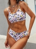 ZAFUL Maillot de Bain Tankini Géométrique Coloré à Double Bretelle Xl Violet clair