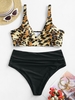 ZAFUL Maillot de Bain Tankini Léopard Plissé de Grande Taille L Noir