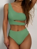 ZAFUL Maillot de Bain Tankini Néon Découpé Coupe Haute à Col Oblique Xl Vert clair